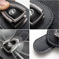 AUDI leather holder for glasses for the screen, holder for glasses - black leather-KOPIE