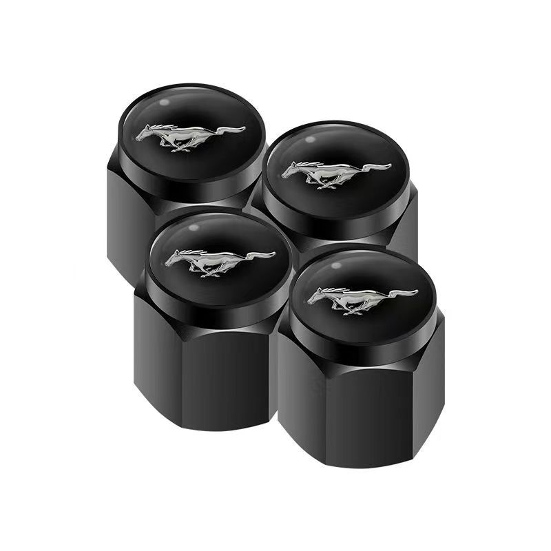 4 pcs FORD MUSTANG valve caps, black valve covers