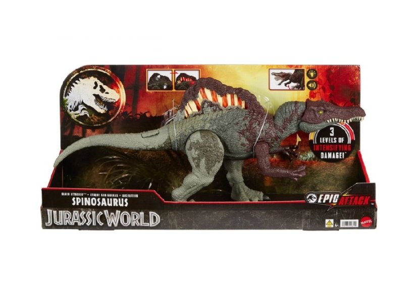MATTEL Jurský svět Spinosaurus Epic Attack se světlem a zvuky HXF62