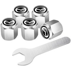 4 pcs MAZDA valve caps, valve covers silver/chrome