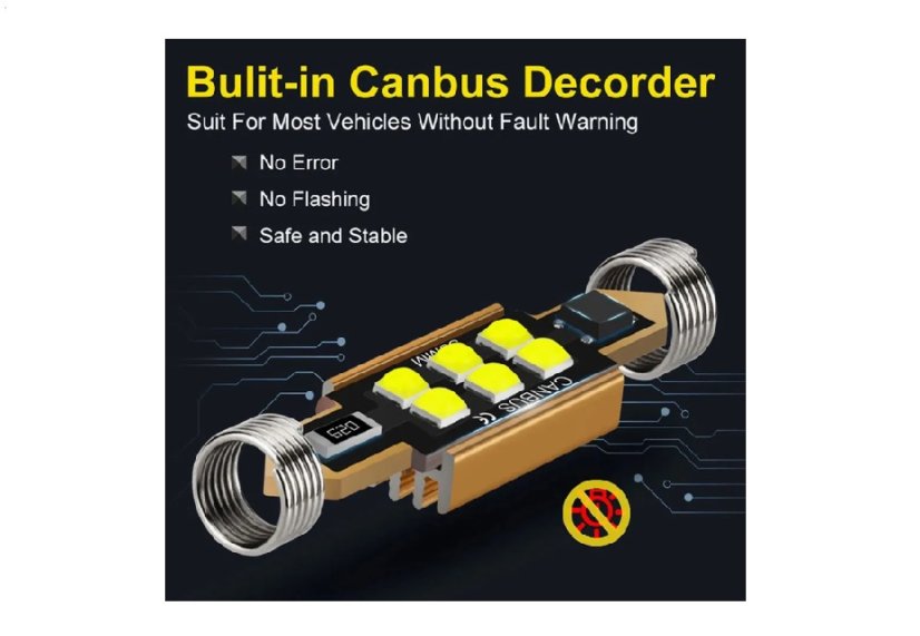 Car bulbs with LED backlight 39mm 12V C5W-6SMD-3030 Canbus 150LM White