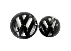 VW GOLF VII SPORTVAN (2019-2020) emblema delantero y trasero, logotipo (14 cm y 11 cm) - negro brillante