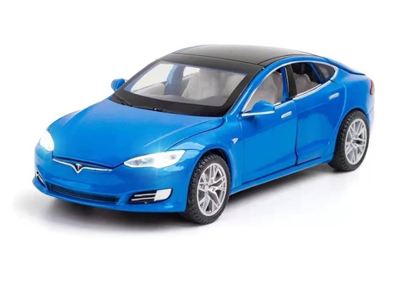 Tesla model S toy metal model battery lights sound 1:32 Blue