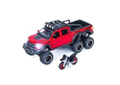 Ford Raptor F150 metalen model speelgoedbatterijverlichting klinkt 1:24 Rood