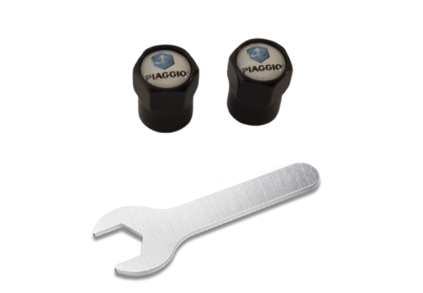 2 pcs PIAGGIO valve caps, black valve covers 2 pcs PIAGGIO valve caps, black valve covers