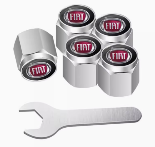 FIAT ventilkåpor silver/krom svart logotyp