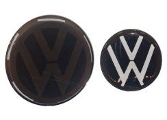 VW POLO (2013-2016) Emblem vorne und hinten, Logo (12,4cm a 11,2cm) – Schwarz