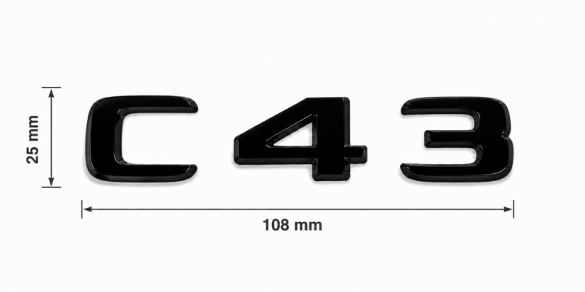 Mercedes lettering C43 - glossy black 108mm