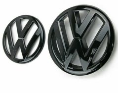 VW GOLF 7.5 MK7.5 (2018-2020) emblem fram och bak, logotyp (14 cm och 11,5 cm) - blank svart