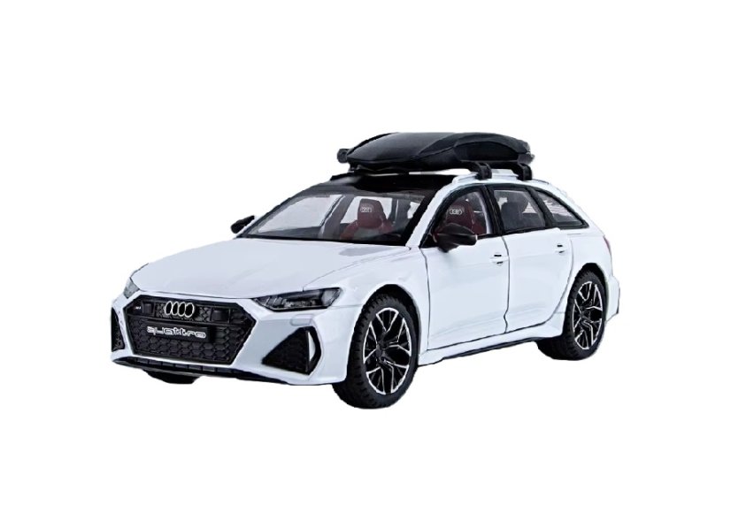Audi RS6 speelgoed metalen model verlichting op batterijen geluid 1:24 wit