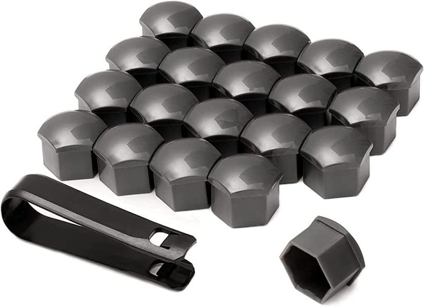 Bolt covers, for wheel bolts 17mm, set of 20 grey