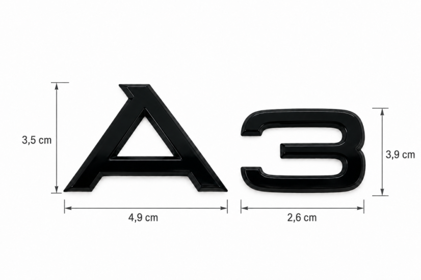 Audi A3 rear door lettering - glossy black