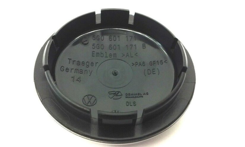 4x Wheel covers, wheel caps Volkswagen 65mm (5G0601171) with Skoda logo - glossy black
