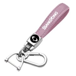 SsangYong  key fob, keychain, pink leather
