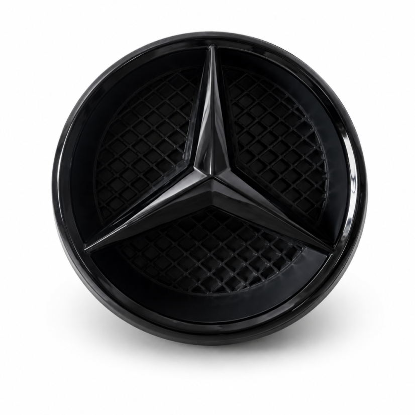 Gloss black front grille emblem for Mercedes-Benz E-Class and GLK-Class (2013–2019)