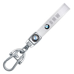 BMW key fob, keychain white leather