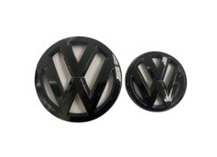 VW JETTA (2019-2021) Emblem vorne und hinten, Logo (13,9cm a 9,3cm) – schwarz glänzend