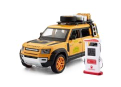 Land Rover Defender speelgoed metalen model verlichting op batterijen geluid 1:24 Amber