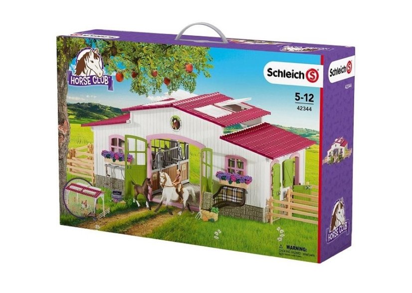 SCHLEICH 42344 Stal met paarden en accessoires in pastelkleuren