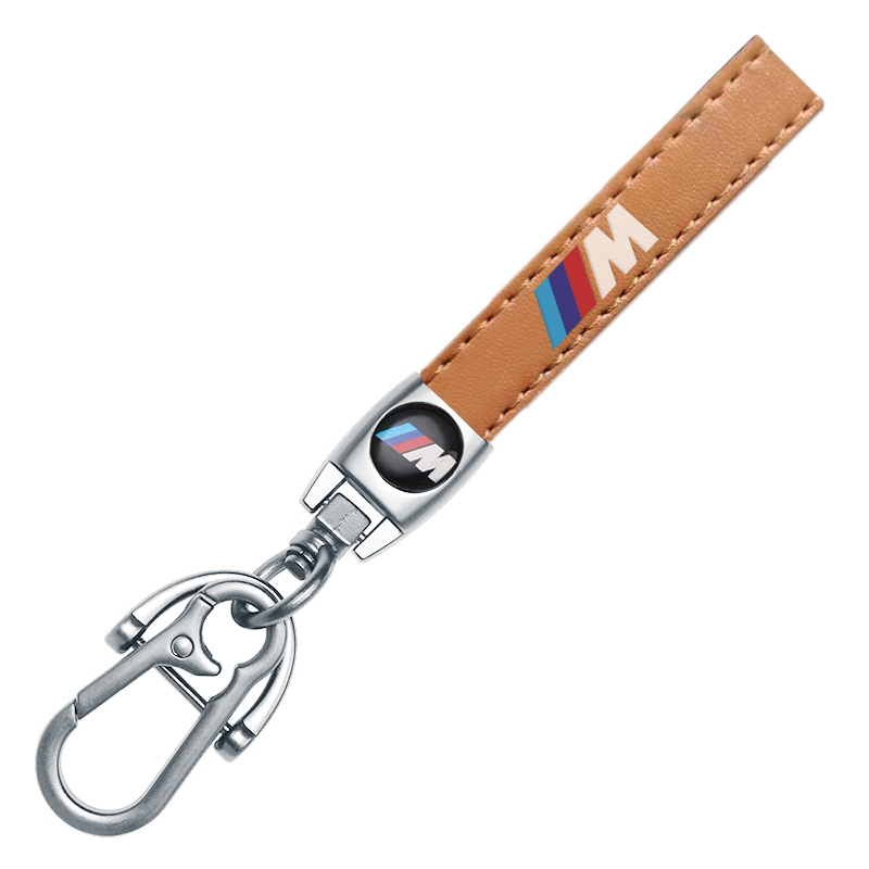 BMW M key fob, keychain brown leather