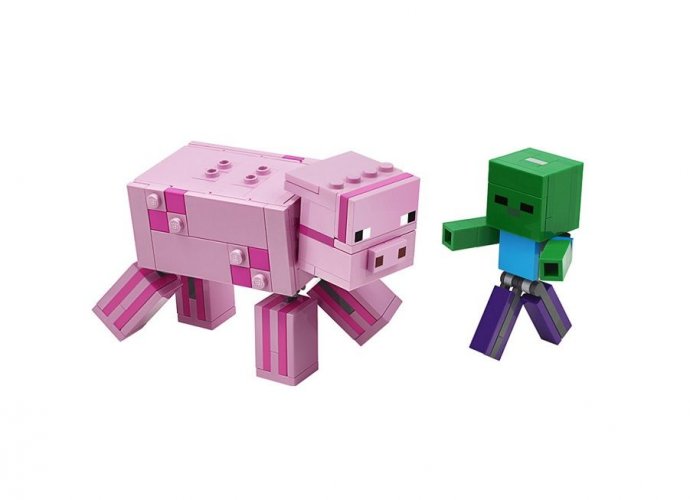 LEGO Minecraft 21157 Große Figur: Ein Schwein mit einem kleinen Zombie