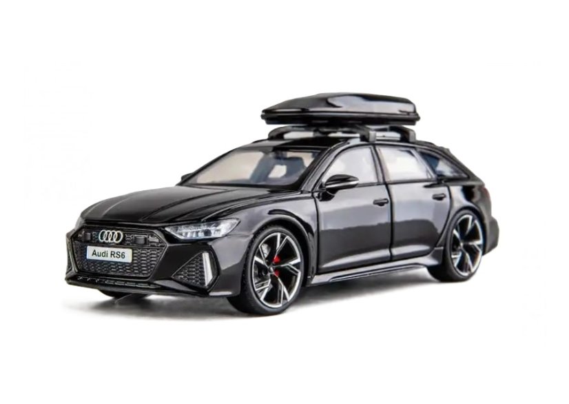 Audi RS6 metalen model speelgoedbatterijverlichting klinkt 1:24 Zwart