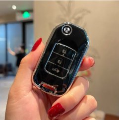LUXURY key cover for HONDA cars black glossy/chrome