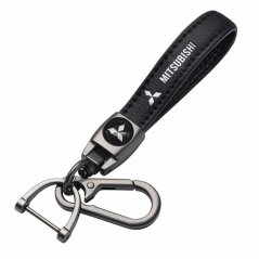 MITSUBISHI key fob, keychain black leather