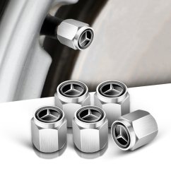 4 pcs MERCEDES BENZ valve caps, valve covers silver/chrome