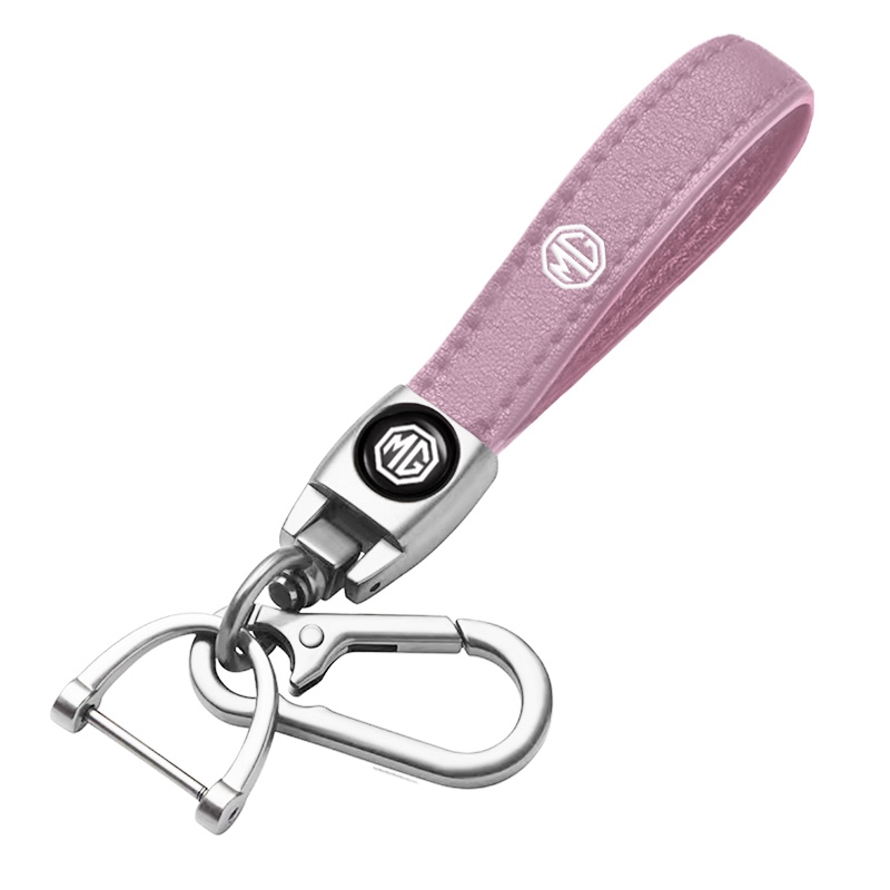 MG key fob, keychain, pink leather
