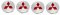 4pcs Wheel center caps MITSUBISHI 58mm silver red C1006K58