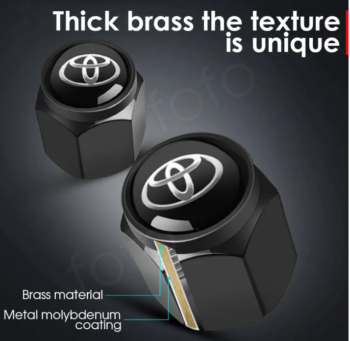 4 pcs TOYOTA valve caps, black valve covers