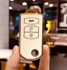 LUXURY key cover for MAZDA cars white glossy/Chrome