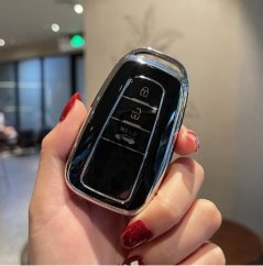 LUXURY key cover for TOYOTA cars black glossy/chrome