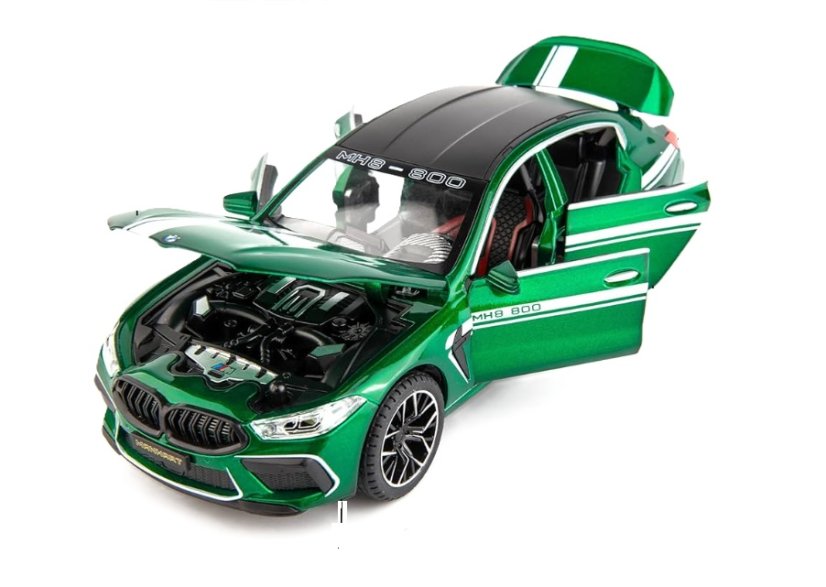 BMW M8 metalen model speelgoedbatterijverlichting klinkt 1:32 Groente