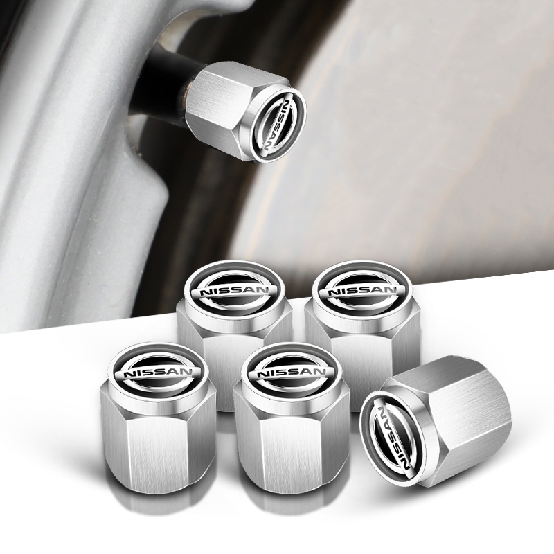 4 pcs NISSAN valve caps, valve covers silver/chrome