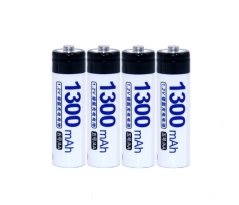 4ks DOUBLEPOW výkonné nabíjecí baterie AA 1300 mAh 1,2V Ni-Mh, 1500x nabití