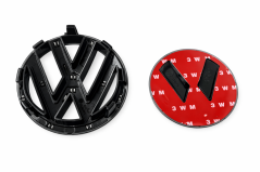 VW PASSAT B7 Variant (2012-2016) front and rear emblem, logo (13,8cm and 11,3cm) - glossy black-KOPIE