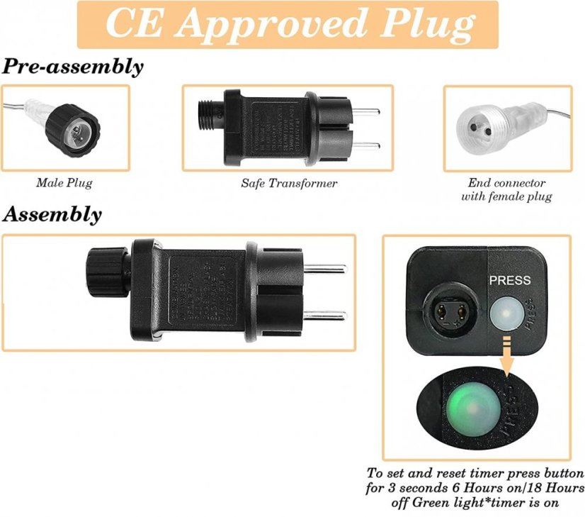 LUMA LED 210 LED Christmas light rain, 210 LEDs 5m power cable 5m IP44 cold white with a timer