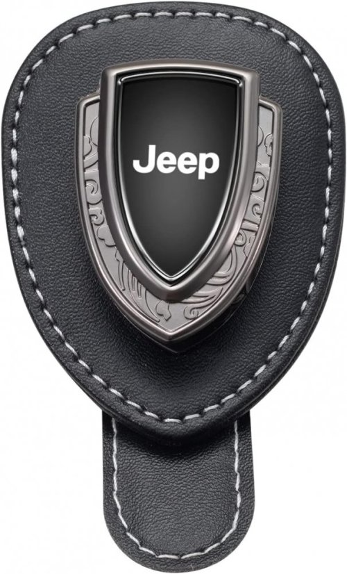JEEP leather holder for glasses for the screen, holder for glasses - black leather