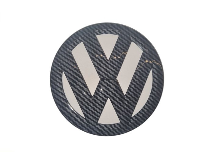 VW GOLF V (2003-2010) främre märke, logotyp (12,8cm) - svart kolfiber