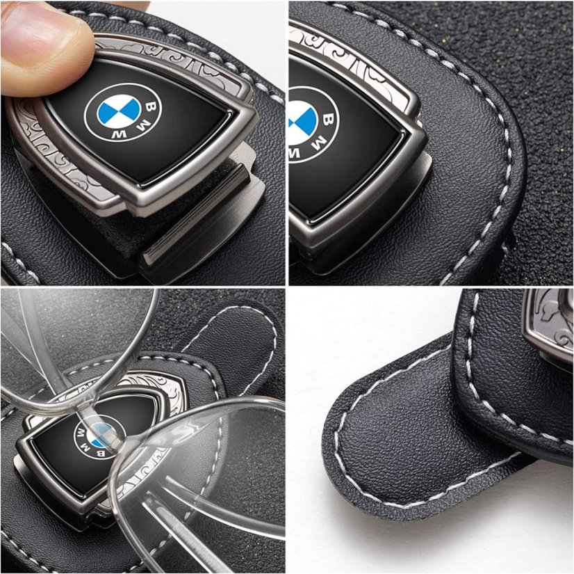 BMW leather holder for glasses for the screen, holder for glasses - black leather
