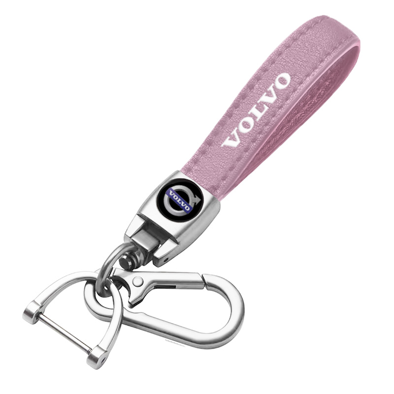 VOLVO key fob, keychain, pink leather