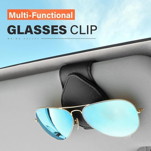 2 piezas Foporte de cuero para gafas para la pantalla, soporte para gafas - cuero negro