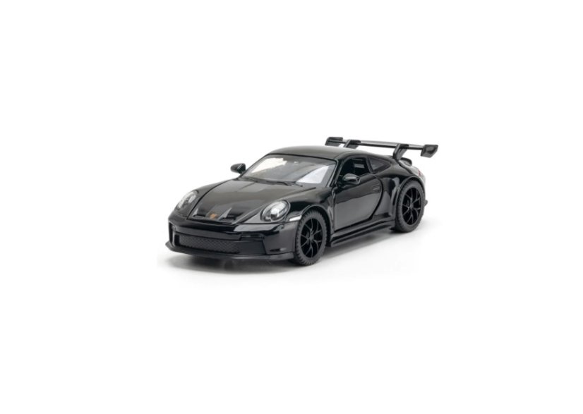 Porsche 911 GT3 speelgoed metalen model verlichting op batterijen geluid 1:32 Zwart