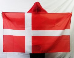 Originálna telová vlajka s kapucňou (150x90cm, 3x5ft) - Dánsko