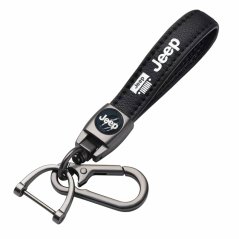 JEEP key fob, keychain black leather