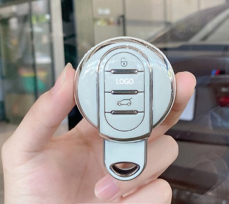 LUXURY key cover for BMW MINI cars white glossy/Chrome