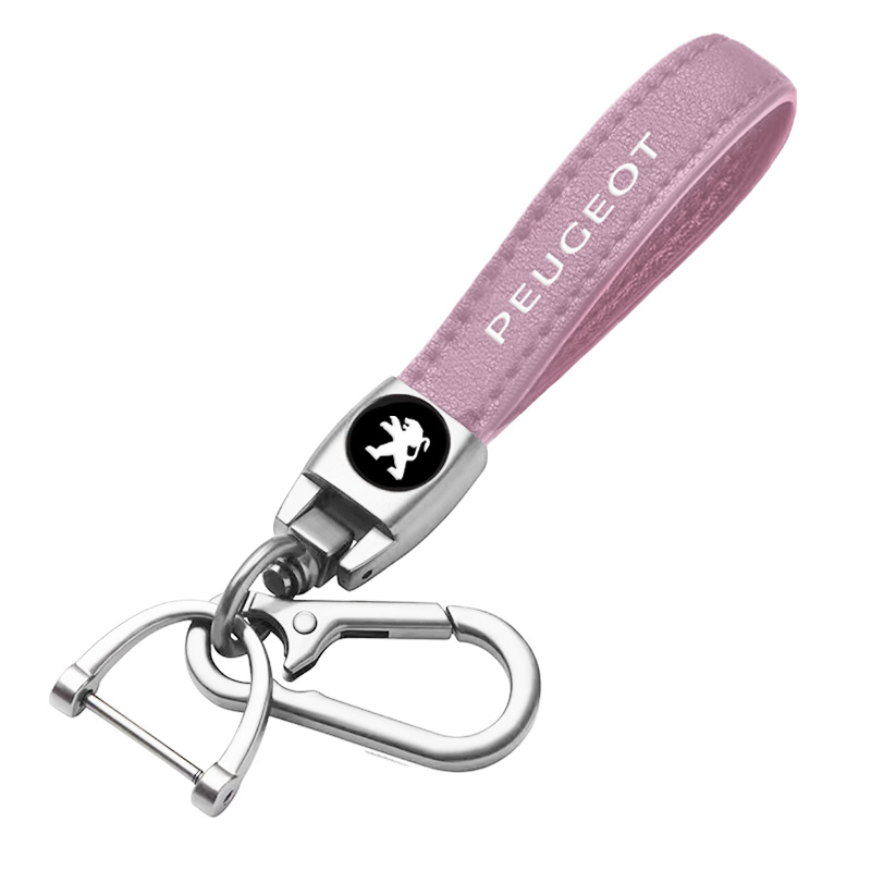 PEUGEOT key fob, keychain, pink leather
