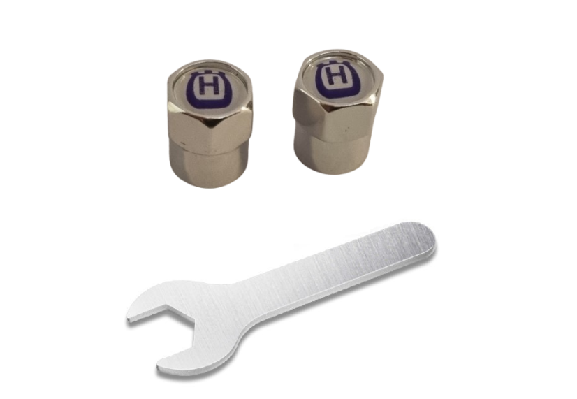 2 pcs HUSQVARNA valve caps, silver valve covers